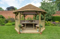 Forest Garden Hexagonal Thatched Roof Gazebo Furnished Cream -Home Building Materials Store t.tlx 2c2yuiW.w2y0YElY32.2BFm27. 11951.1680669141