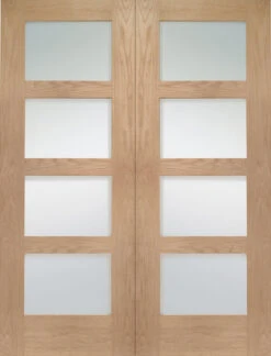 XL Shaker Internal Oak Door Pair With Clear Glass