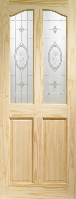 XL Rio Internal Clear Pine Door With Crystal Rose Glass-1981 X 686 X 35mm (27")