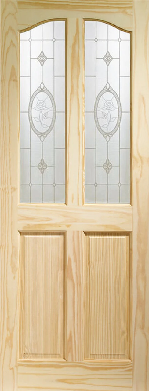 XL Rio Internal Clear Pine Door With Crystal Rose Glass-1981 X 686 X 35mm (27") 3 XL Rio Internal Clear Pine Door With Crystal Rose Glass-1981 X 686 X 35mm (27")