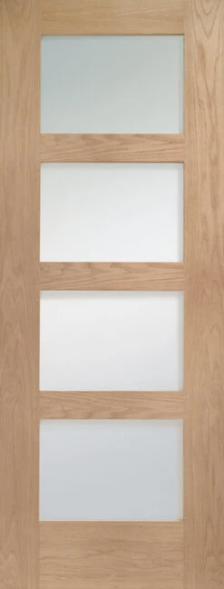XL Shaker 4 Light Internal Oak Door With Obscure Glass