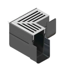 ACO Threshold Drain Corner Unit Assembly With Silver Aluminium Grating