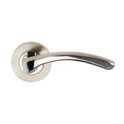 Arc Door Lever On Round Rose Keyhole Escutcheon PCP/SNP (Pair)