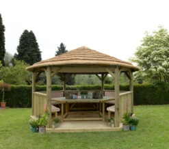 Forest Garden Hexagonal Thatched Roof Gazebo Furnished Cream -Home Building Materials Store t.tlx QNQpP I.UQp9 9YJnQ.QOw4Qq. 07659.1680669119