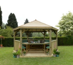Forest Garden Hexagonal Timber Roof Gazebo Furnished Green -Home Building Materials Store t.tlx mimuyc1.OmusTskhWm.mFk2mA. 12226.1680668905