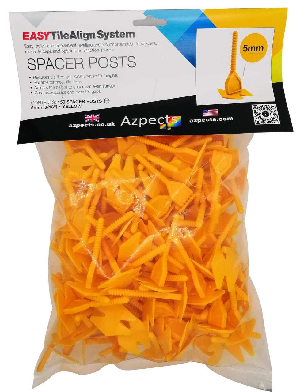 Azpects EasyTileAlign Yellow 5mm Spacer Posts (150 Pack) 3 Azpects EasyTileAlign Yellow 5mm Spacer Posts (150 Pack)