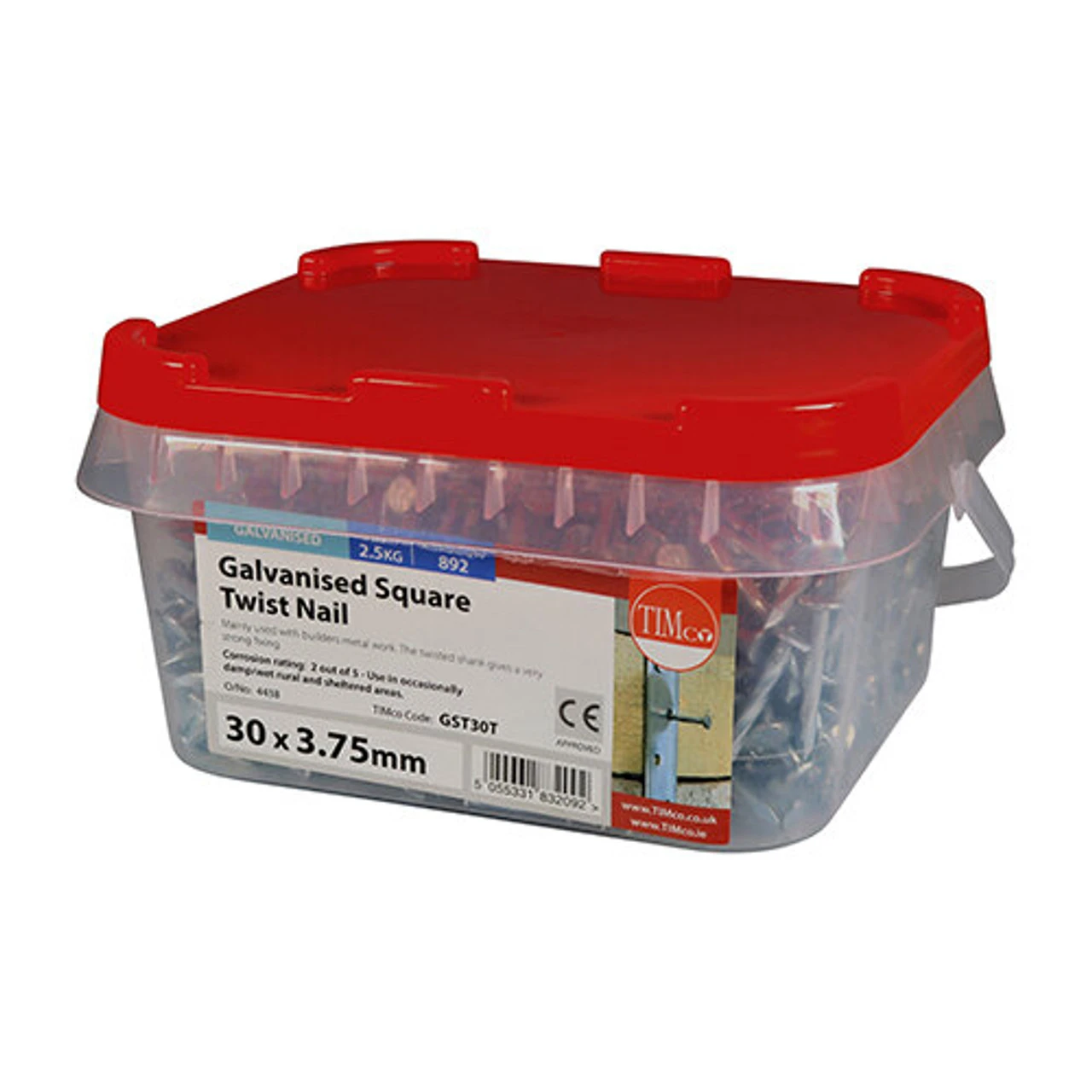 Timco Square Twist Nails Galvanised (GST30T) 30 X 3.75mm 2.5kg 5 Timco Square Twist Nails Galvanised (GST30T) 30 X 3.75mm 2.5kg - Image 3